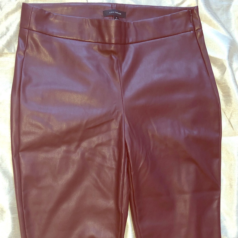 Burgundy Faux Leather Pants